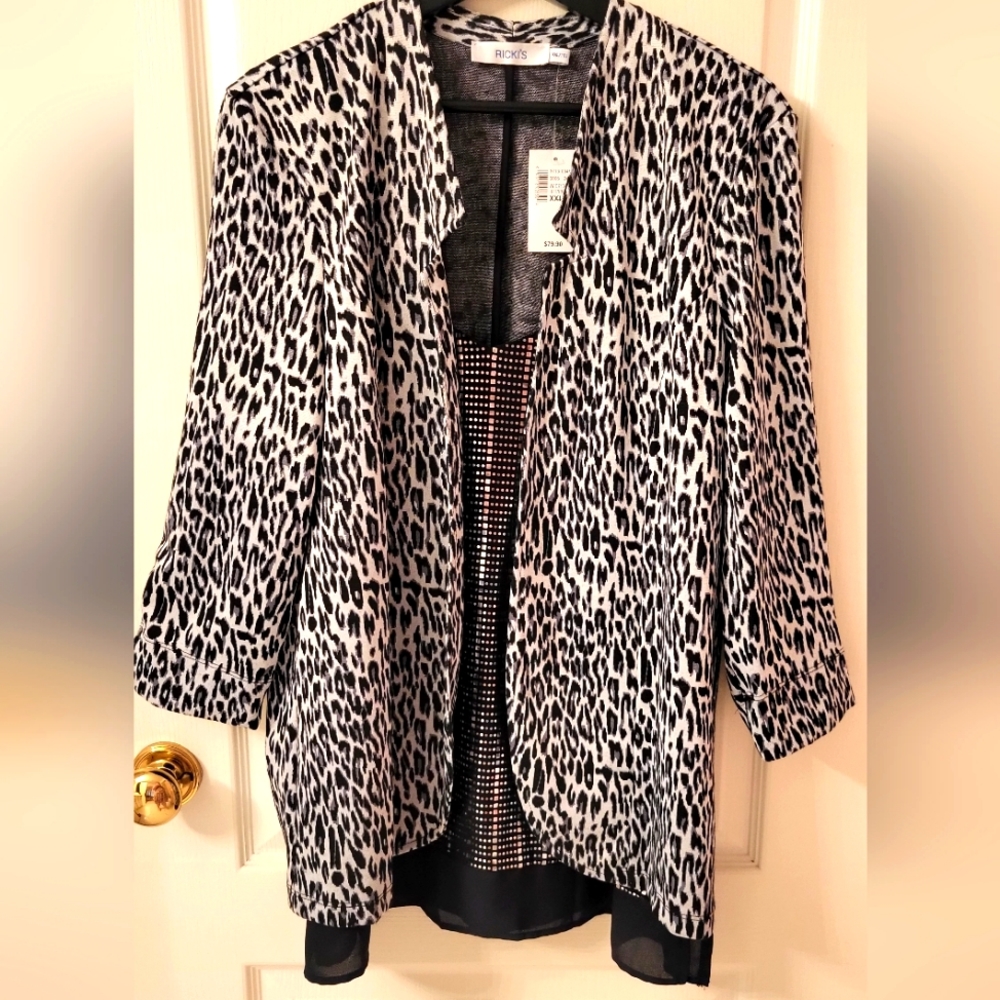 Silver cheetah print blazer XXL